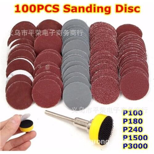 100 pieces of 1-inch 25mm sandpaper 100-3000 Grits, with a 1/8 shank diameter grinding and polishing disc