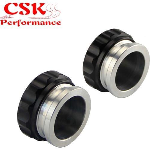 2Pcs 1.5" 38.1mm Aluminium Weld On Filler Neck And Cap Oil, Fuel, Water Tank silver / Black