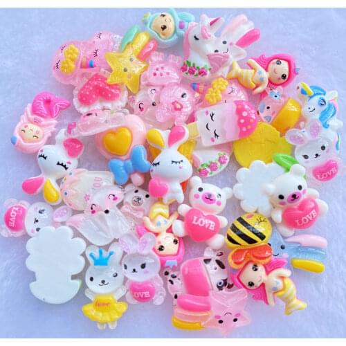 20Pcs Mixed Colorful Resin Bear, meteor, popsicle，Cabochons DIY Crafts Mobile Phone Shell Materials Scrapbooking Hair Accessorie