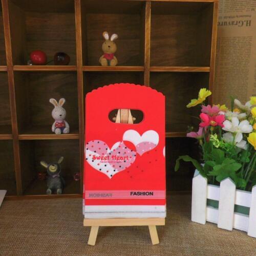 2017 Hot Sale New Style Wholesale 50pcs/lot 9*15cm Small Red Gift Bags With Heart Jewelry Pouches Plastic Bags