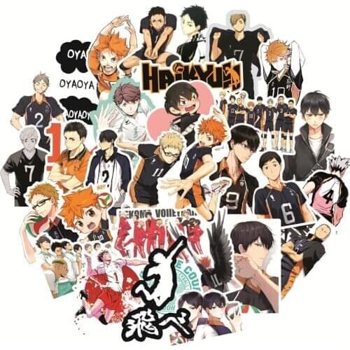 50PCS New Anime Haikyuu!! Stickers Pack For DIY Laptop Phone Guitar Suitcase Skateboard PS4 Volleyball Teenager Haikyuu Sticker