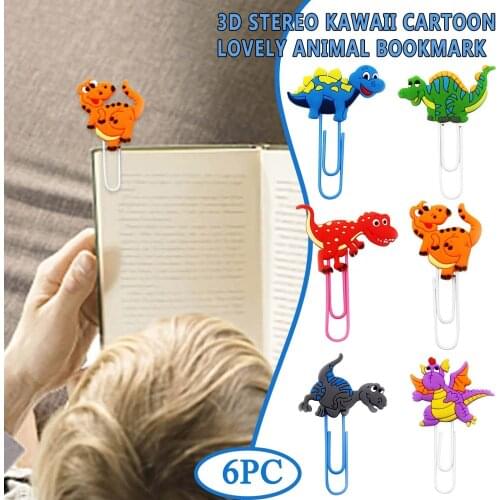 Kawaii Mini Animal Dinosaur Shape PVC Metal Clips Paper Bookmark Photo Message Memo Clips Stationery Supply Gifts