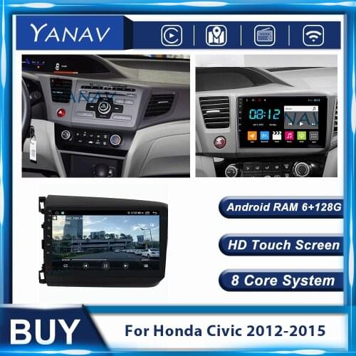 2 Din Android Car Radio GPS Navigation For Honda Civic 2012-2015 Car Stereo Receiver Video HD Touch Screen Multimedia MP3 Player