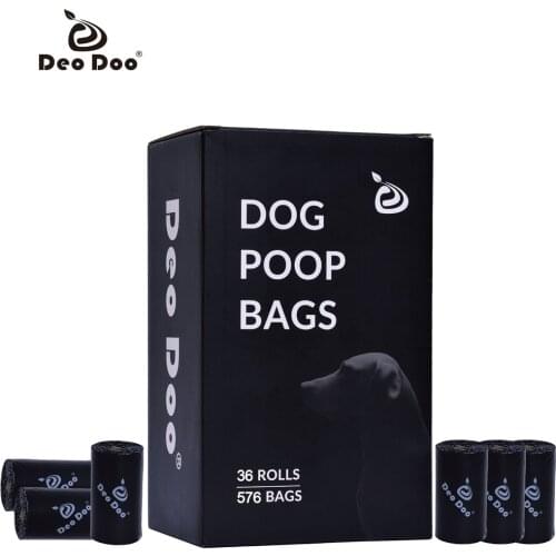 DeoDoo Dog Poop Bags Biodegradable Extra Thick Strong Biobase Earth-Friendly Doggie Black Cat Waste Bags