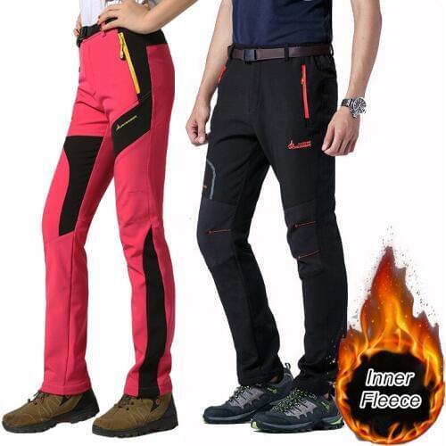 Men Women Snowboard Pants Outdoor Waterproof Softshell Inner Fleece Hiking Hunting Pants Winter Snow Ski Pants Skiing Trousers