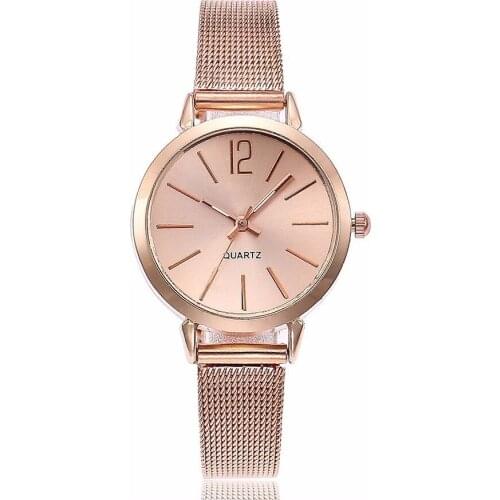 Dropshipping Clock Women Rose Gold Mesh Belt Watch Luxury Casual Ladies Simple Quartz Wristwatches Relogio Feminino