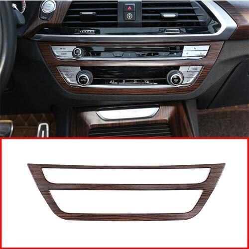 For BMW X3 X4 G01G02 2018 2019 Pine Wood Grain ABS Car Central Control Air Conditioning Volume Frame Trim Accessories