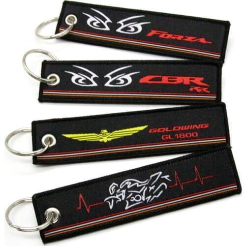 For Honda Goldwing GL1800 CBR RR Forza New 2019 Motorcycle Key Chain Woven Key Ring Tag Label Chain Black Car Keychain