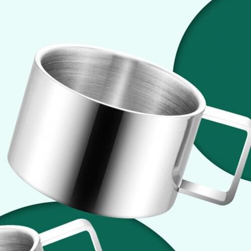 Stainless Steel Double Layer Design Insulated Mug with Dish Spoon Coffee Cup Set