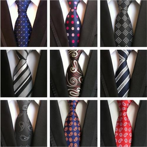 8cm Fashion Ties For Men Wedding Paisley Floral Polyester Dots Striped Neck Tie Cravat Necktie Party F Business