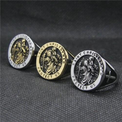 Drop Ship 7-14 Round US Ring 316L Stainless Steel Party Mens Golden Cross Ring