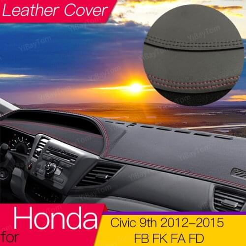 Leather Car Dashboard Cover Dash Mat Dash Board Pad Carpet Automobile Dashmat Anti-UV For Honda Civic 9th 2012 2013 2014 2015