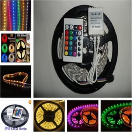 Hot Free Shipping rgb 3528 led strip 300LED 5M RGB +24 key IR Remote,non-waterproof led strip