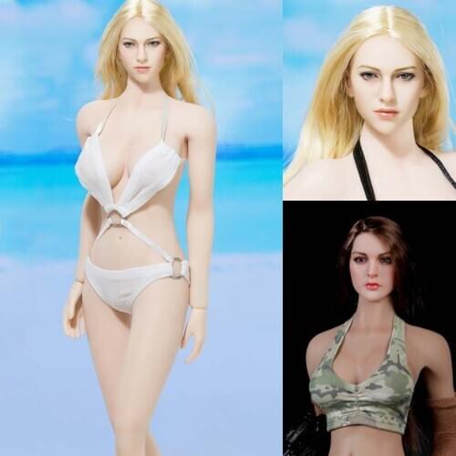 Custom 1/6 Scale Blond Hair Female Head Sculpt KT004 KT005 Model Fit 12" Womens Bodies Figures Dolls Gifts Toys Collections