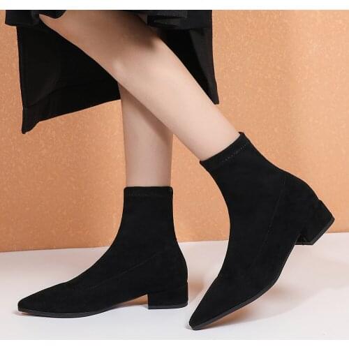Fashion Women Boots Elastic Ankle Boots Thick Heel High Heels Shoes Woman Socks Boots 2020 New Autumn Winter zapatos de mujer