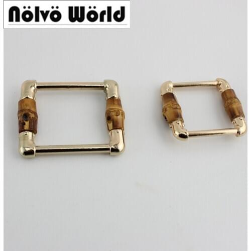 10-30pcs Nature Bamboo Polished zinc alloy square buckle bags/belts pipe buckles 10pcs