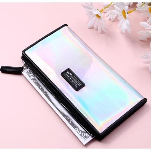 2021 New Fashion Laser Women Wallets Zipper Long Female Coin Purse Money Bag Credit Card Holder Ladies Clutch