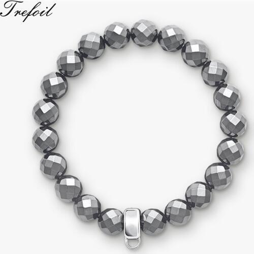 Charms Bracelets with Hematite Beads, 925 Sterling Silver Fashion Jewelry Carrier Trendy Gift for Women Girls 2018 New