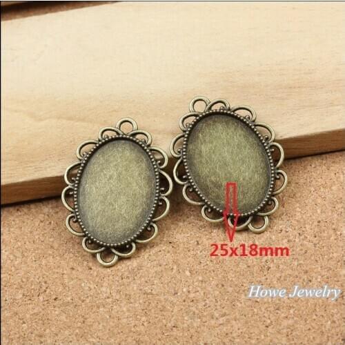 Wholesale 25 pcs Vintage Charms Oval picture frame Pendant Antique bronze Fit Bracelets Necklace DIY Metal Jewelry Making