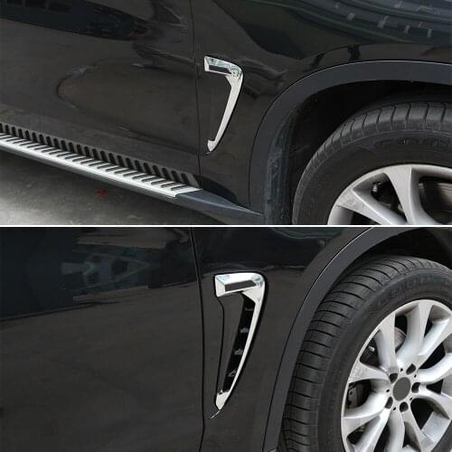 Car Front Fender Side Air Vent Cover Trim Silver ABS For BMW X Series X5 F15 X5M F85 Shark Gills Side Vent Sticker
