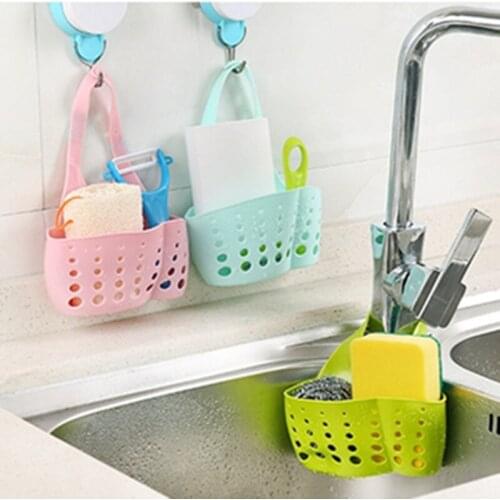 Sink Shelf Soap Sponge Drain Rack Hanging Bag Kitchen Accessorie Faucet Storage Basket with Drain Holes
