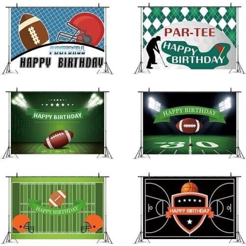 Rugby Football Basketball Golf Theme Party Backdrops Kids Birthday Party Decoration Soccer Sticker Photography Background Props