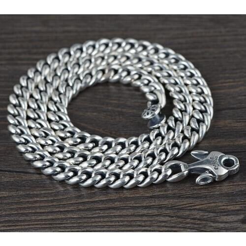 S925 Silver Antique Silver Chain To Do The Old Thai mens Wholesale Wide Tanks Chain Necklace Fashion Buckle