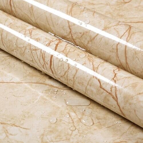 Self Adhesive Wallpaper Marble Sticker Waterproof Resistant Kitchen Countertops Table Furniture Cupboard Wall Paper DIY Home Dec