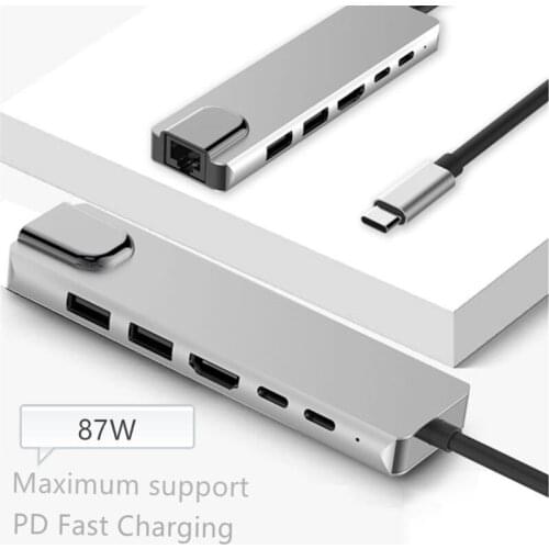 6 In 1 USB HUB C HUB to Multi USB 3.0 Adapter Ethernet Rj45 Lan HDMI for MacBook Pro Type C 3.0 Splitter 3 Port USB C HUB