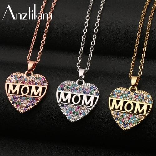 Hip Hop Colorful Cubic Zircon Heart Pendant Necklace For Women Jewelry Mother’s Day Gifts Free Shipping