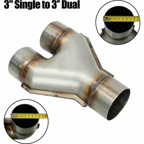 Exhaust Y pipe 3" Inlet 2.5"/ 3" Outlet Weld-on Dual Exhaust Pipe Stainless Steel Y type pipe adapter connector
