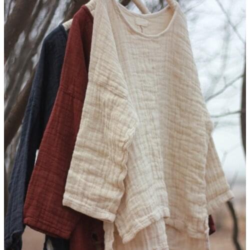 YLO STOCK2020 Spring New Womens Double layer Linen Shirt Female Art Shirt 17506-5