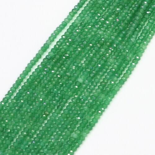 Green chalcedony 2*4mm natural jades stone faceted rondelle abacus shape fit diy necklace bracelet loose beads 15inch B581