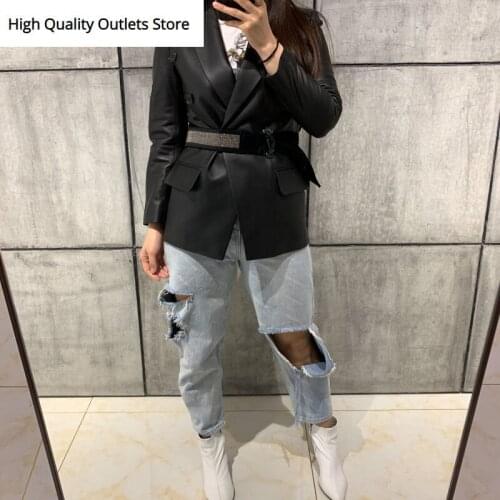 Lady leather blazer women real leather jacket lambskin jacket