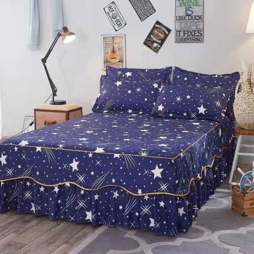 WOSTAR Winter Thicken Bed Skirt Bedspread cover 100% Polyester king size Bed Sheet and pillowcase luxury bedding home textiles