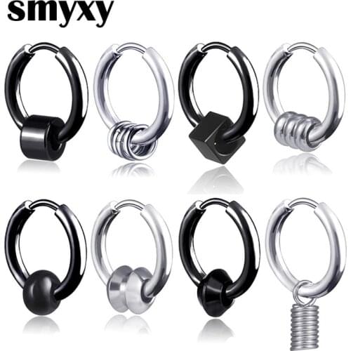 1 piece Men Women Stainless Steel Ear Circle Earrings Ear Buckle Personality Pendant Drop Earrings Hip-hop Punk Jewelry New Hot
