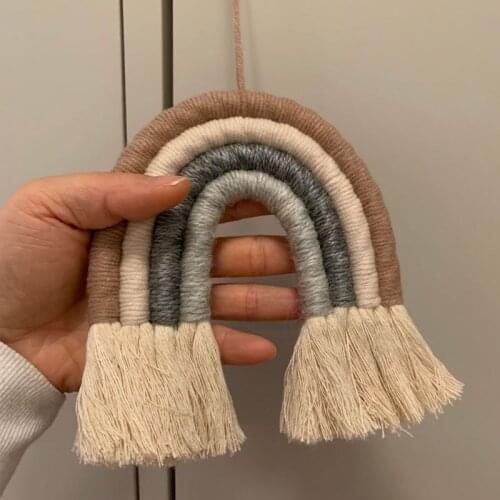 4 Layers Macrame Rainbow Wall Decor for Bedroom Nursery Baby Kids Rooms Colorful Tapestry Rope Woven Tassel Wall Hanging Toys
