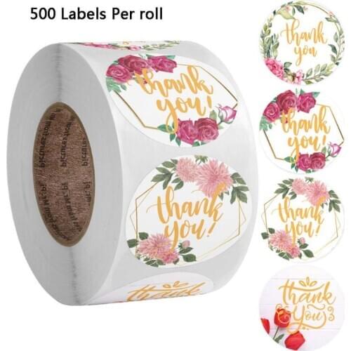 500pcs 4 Designs Flower Thank You Sticker Wedding Favors Gift Package Seal Label H58C