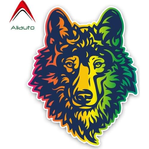Aliauto Fashion Car Sticker Colored Wolf Head Decoration Vinyl Decal Cover Scratches for Smart Fortwo Hyundai Bmw E92,16cm*13cm
