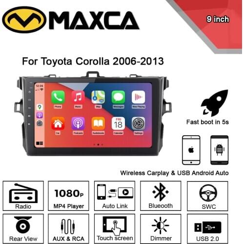 MAXCA 9 inch Wireless Carplay Android auto radio For Toyota Corolla Multimedia 2 din Car Radio