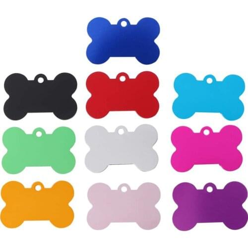 Free shipping pet tag 38*25mm bone shape dog name tag aluminum alloy pet id tag mix colors dog cat id tag pet pendant