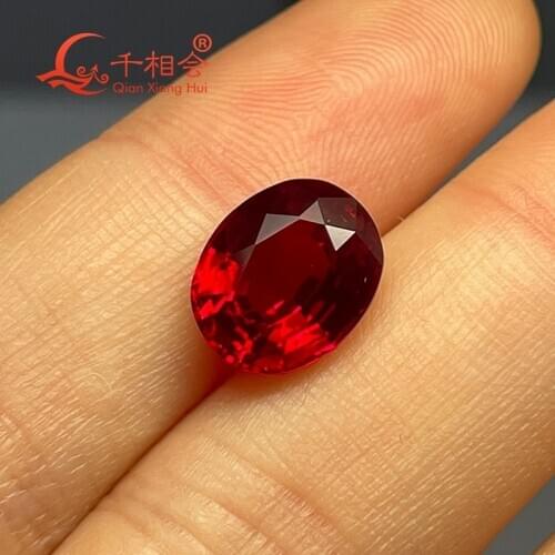 Czochralski method Artificial red ruby Thailand cut oval shape clear corundum gem stone