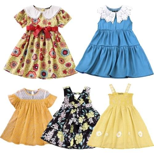 For 1-6 Years Casual Summer Girls Dress Fashion Flower Denim Dresses Girls Clothing New Kids Sleeveless Beach Dress Outfit