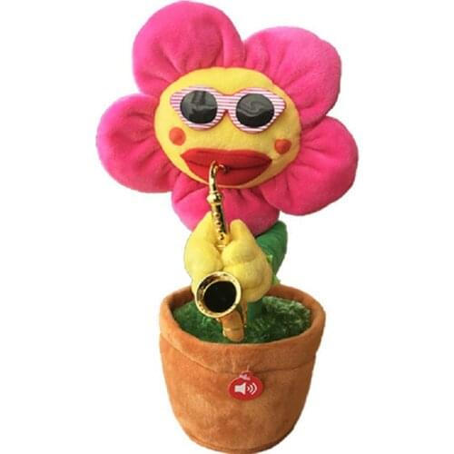 Electric Sunflower Stuffed Plush Doll 60 songs Saxophone Dancing Singing Sunflower Toys Stuffed Plush Toy for Kid