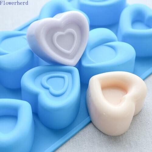 8-hole Heart Mold Handmade Soap Silicone Mold DIY Soap Making 3d Candle Mold Fondant Cake Mold Baking Tools Jelly Mold