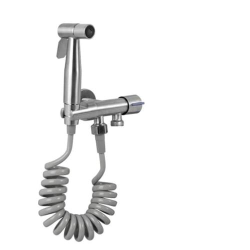 G1/2 304 Stainless Steel Multi-function Mop Pool Single Cold Faucet, One In And Two Out Angle Valve Tap Toilet Spray Gun Set