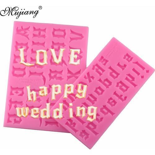 Gothic Capital Letters Alphabet Silicone Mold Wedding Fondant Cake Decorating Tools Gumpaste Chocolate Resin Clay Candy Moulds