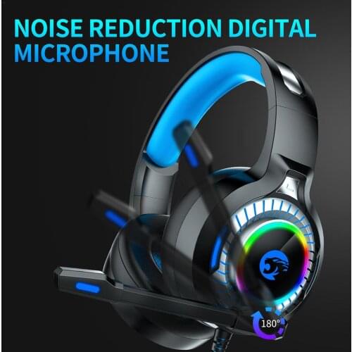 A60 Gaming Headset, Surround Stereo Gaming Headphones With Noise Cancelling Mic, LED Lights & Soft Memory Earmuffs