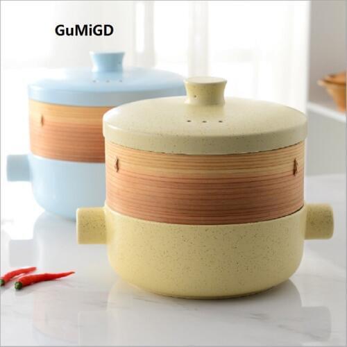 Ceramic cooking dual-purpose steamer steamer casserole soup pot fire heat-resistant ceramic pot cooking dual-purpose ceramic