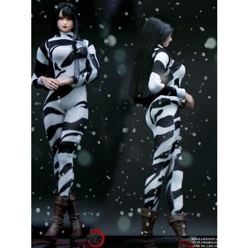 1/ 6 Scale Feamle Black and White Tight Stripes Onesies Zebra Print Jumpsuits For TBL 12inches JO LD Figure